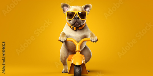 Cooler Hund auf Motorrad KI © KNOPP VISION