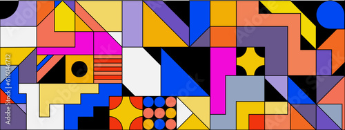 Template with a colorful blue, orange gradient triangular pattern on each corner position with a space. Modern white geometric background for business or corporate presentation. Vector illustration