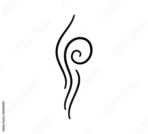 Doodle smoke icon. Water steam symbol. Hand drawn hot vapor. Line air smell symbol. Doodle fire smoke icon. Vector illustration isolated on white background.