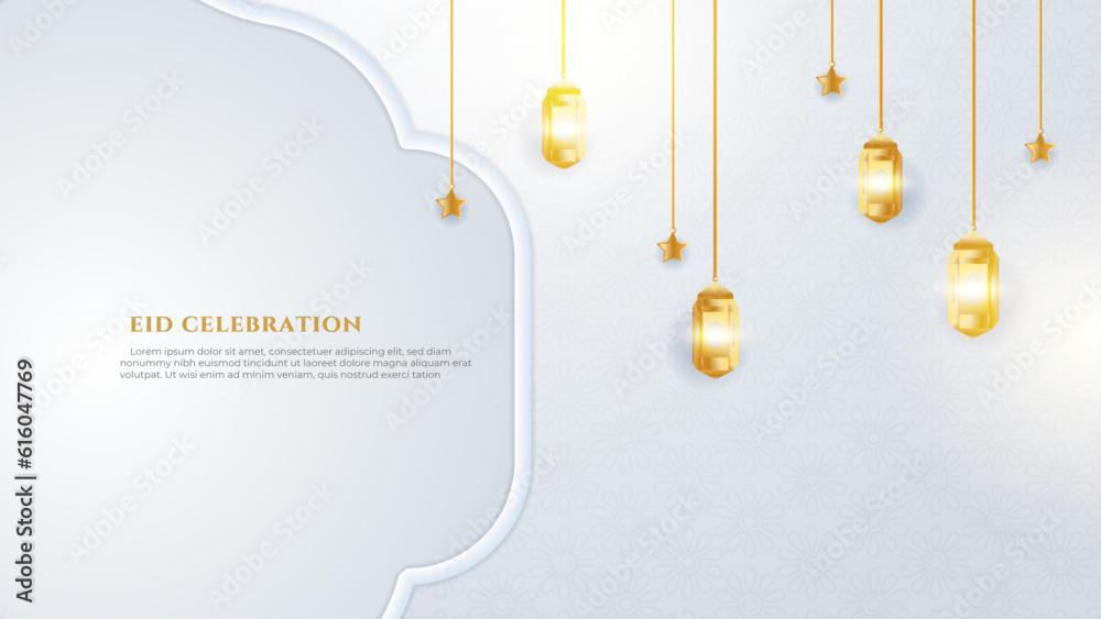 Vector gradient eid al-fitr white and gold background Stock Vector ...