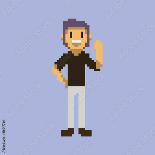 this is character in pixel art with colorful color this item good for presentations,stickers, icons, t shirt design,game asset,logo and your project.