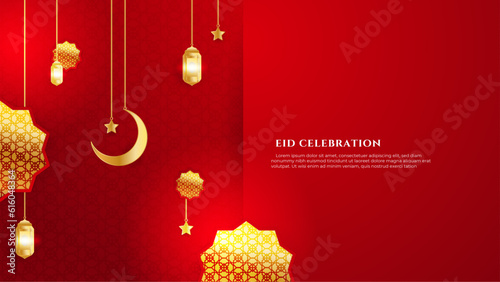 vector red and gold gradient idul fitri background