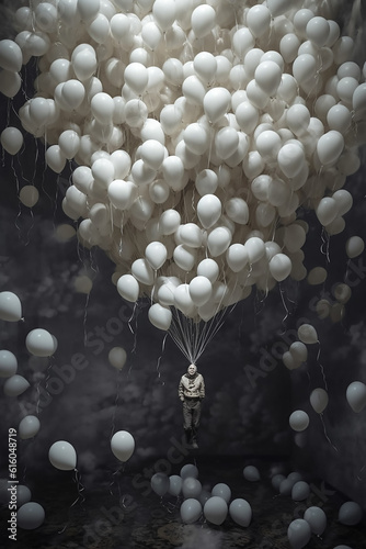 Luftballone mit Schädeln KI photo