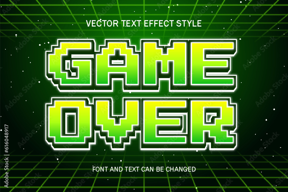 game over green neon pixel art editable text effect font style retro games template background design game over green neon pixel art editable text effect font style retro games template background design