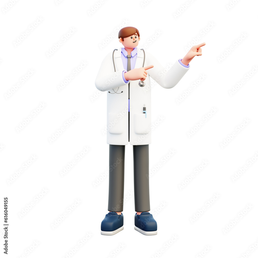 doctor standing pointing reccomendation 3d illustration doctor standing pointing reccomendation 3d illustration