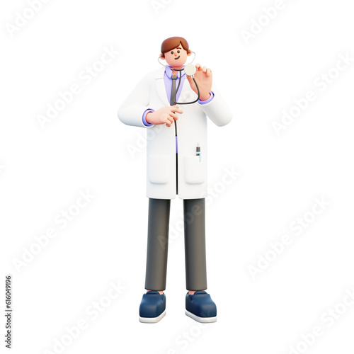 doctor using stetoscop 3d illustration photo
