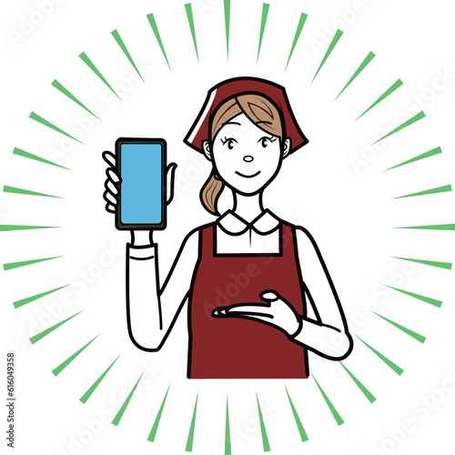 スマホのアプリケーションを案内する店員さん