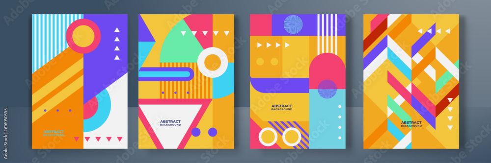Cool trendy covers design. Colorful modernism. Minimal geometric shapes composition. Futuristic patterns.