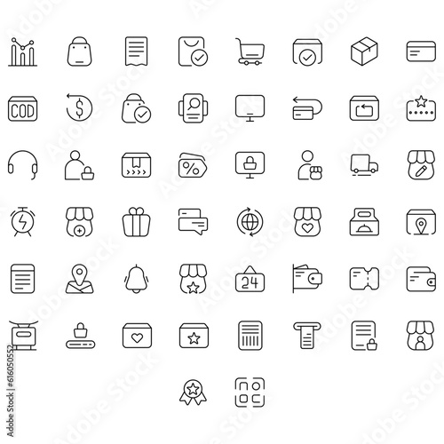 Vector of Online Shopping Icon Set Thin. Perfect for user interface, new application. © Humam
