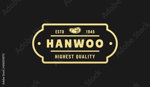 Hanwoo beef logo or Korean beef label vector isolated in flat style. best hanwoo beef logo or label for the best product. Elegant korean beef seal or label for original meat from Korea.