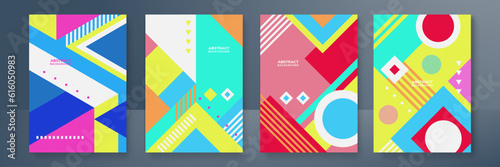 Modern abstract covers set, minimal covers design. Colorful geometric background, vector illustration.