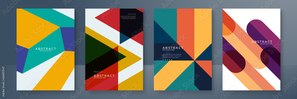 Modern abstract covers set, minimal covers design. Colorful geometric background, vector illustration.