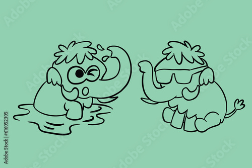 Canvas Print graphic element mammoth illustration for children, school props, education and t