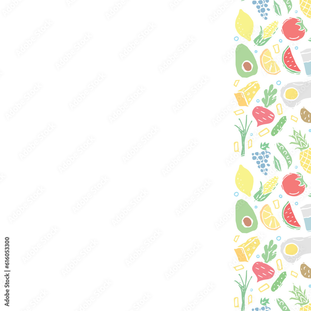 Healthy food frame. Drawn healthy food background Healthy food frame. Drawn healthy food background