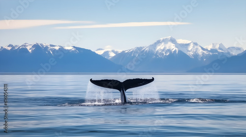 whale tail jumping out of the water created with Generative AI