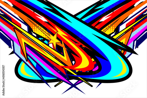 Abstract racing background vector design with a unique striped pattern and bright colors, and with a star effect, perfect for your wrapping design
