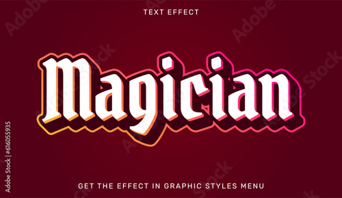 Magician editable text effect in 3d style. Text emblem for advertising, business logo and branding
