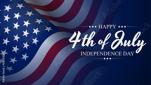 Happy 4th of July greeting Card 2023 with usa waving flag vector background illustration for banner, poster, social media feed, Happy Independence Day united states of america background