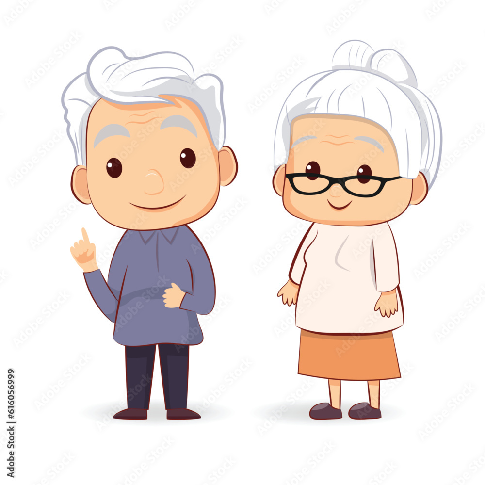 Senior, elder man and woman character illustration Senior, elder man and woman character illustration