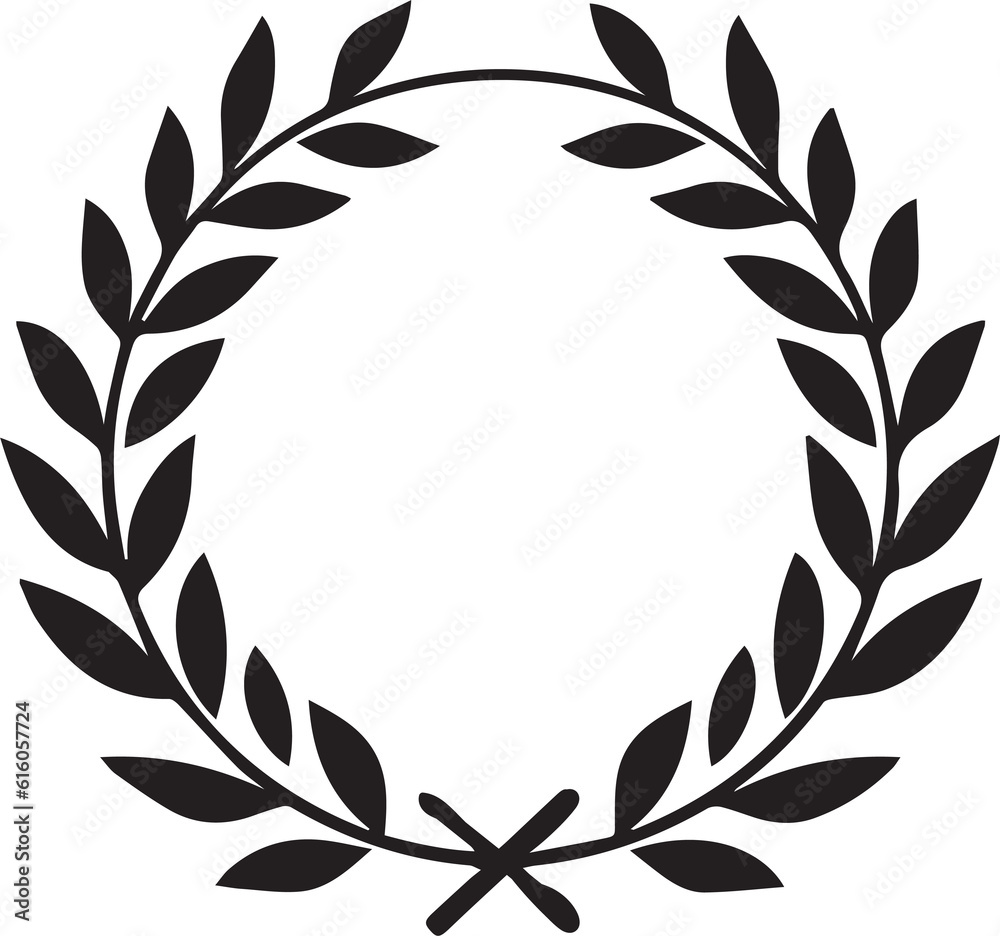 Hand Drawn leaf wreath in flat style