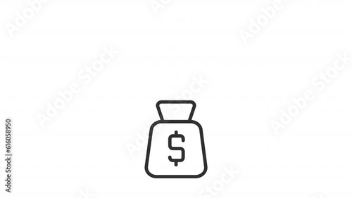 Wallpaper Mural Startup business icon animation. Animated line taking off rocket from money bag. Venture capital. Investing money. Loop HD video with alpha channel, transparent background. Outline motion graphic Torontodigital.ca