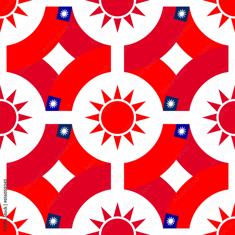 Fototapeta premium taiwan flag pattern. tracery design. red sun background. vector illustration