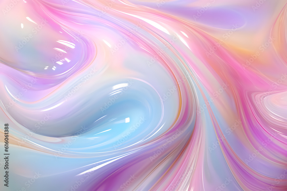 Fototapeta premium Silky abstract liquid in pastel neon colors mixed together