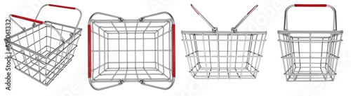 Canvas-taulu Set empty metal baskets shopping
