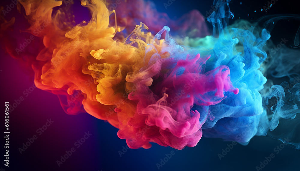 Obraz premium Colorful dust explosion in black background 3D creative wallpaper texture