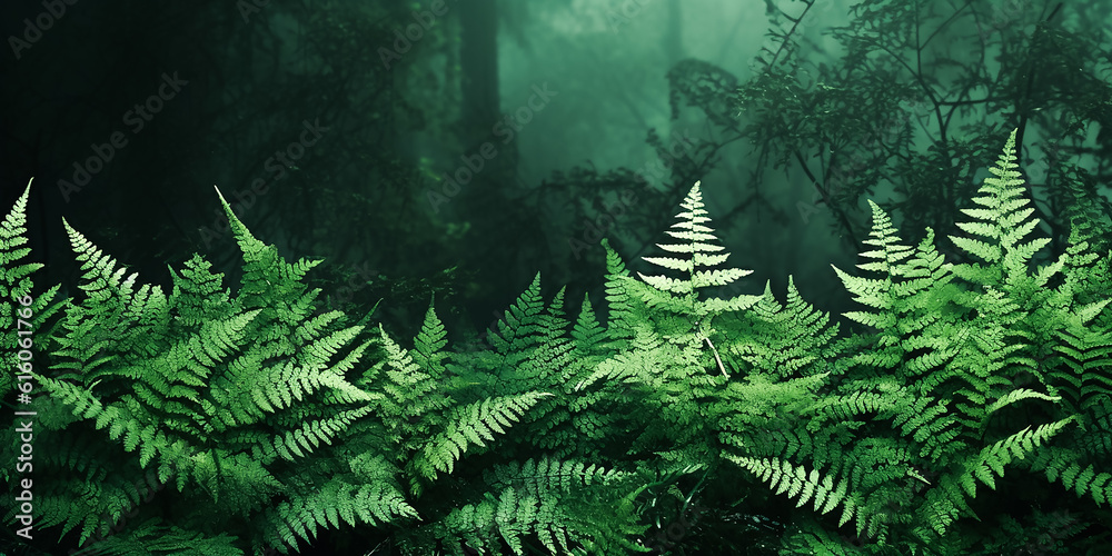 Wald Hintergrund mit Farnblätter KI