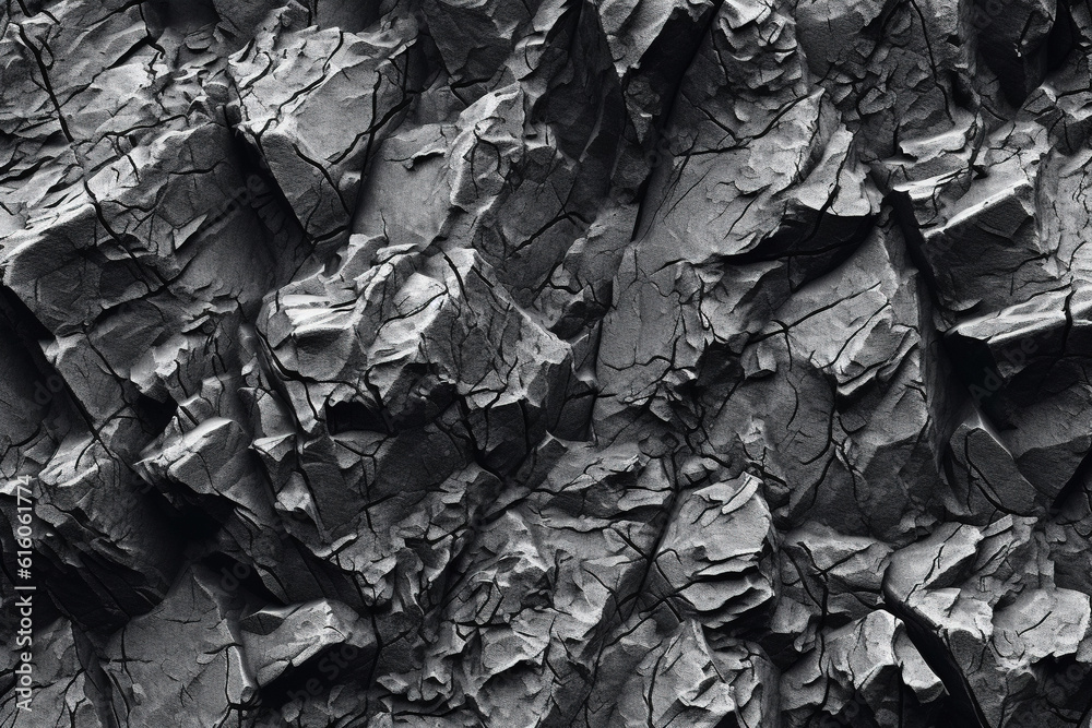 Detailed panoramic view of a black and white rocky texture Stock ...