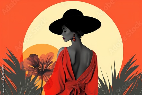 a cartoon depiction of a lady with a quite enormous hat