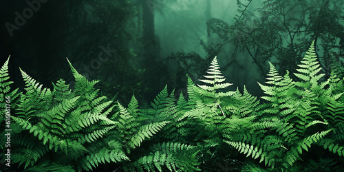 Wald Hintergrund mit Farnbl  tter KI