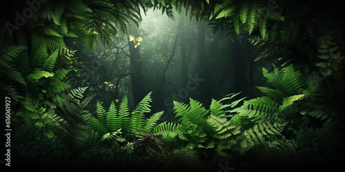 Wald Hintergrund mit Farnblätter KI © KNOPP VISION