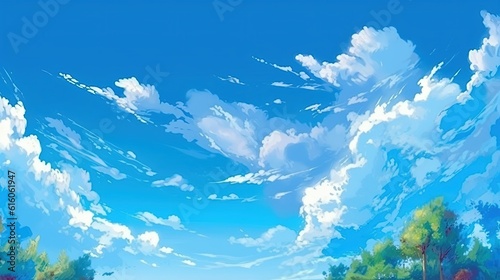 Clear blue sky . Fantasy concept , Illustration painting. © X-Poser