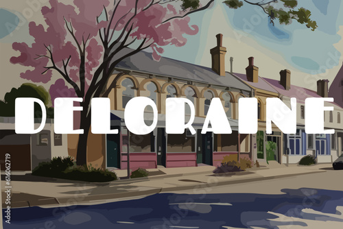 Deloraine: Beautiful painting of an Australian scene with the name Deloraine in Tasmania photo