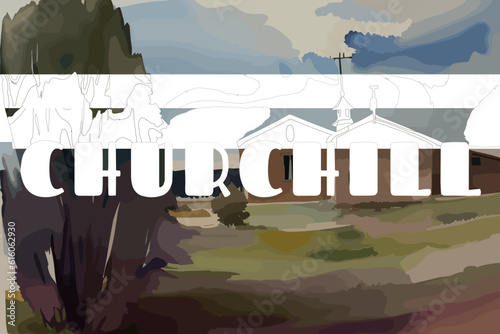 Churchill: Beautiful painting of an Australian scene with the name Churchill in Victoria