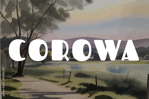 Corowa: Beautiful painting of an Australian scene with the name Corowa in New South Wales photo