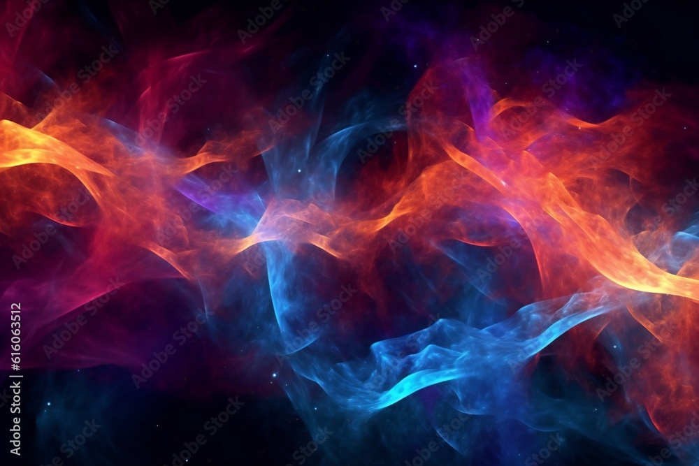 Abstract fiery dust nebula cosmos background Generative AI