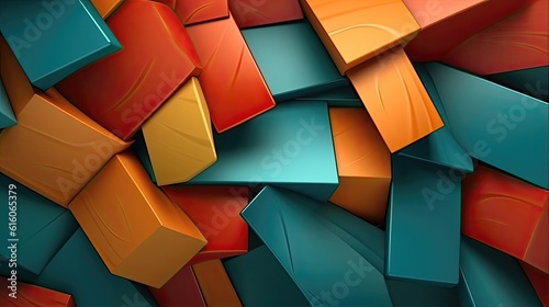 Abstract wallpaper colorful design, shapes and textures, colored background, teal and orange colores, background of tiles