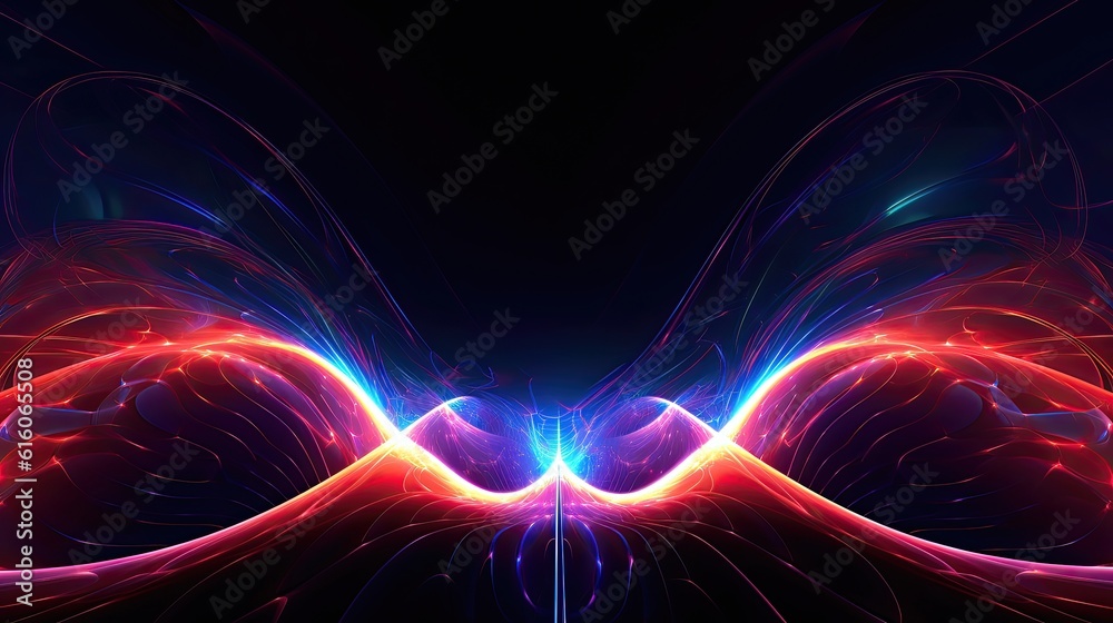 Abstract neon fractal wallpaper with space, abstract background