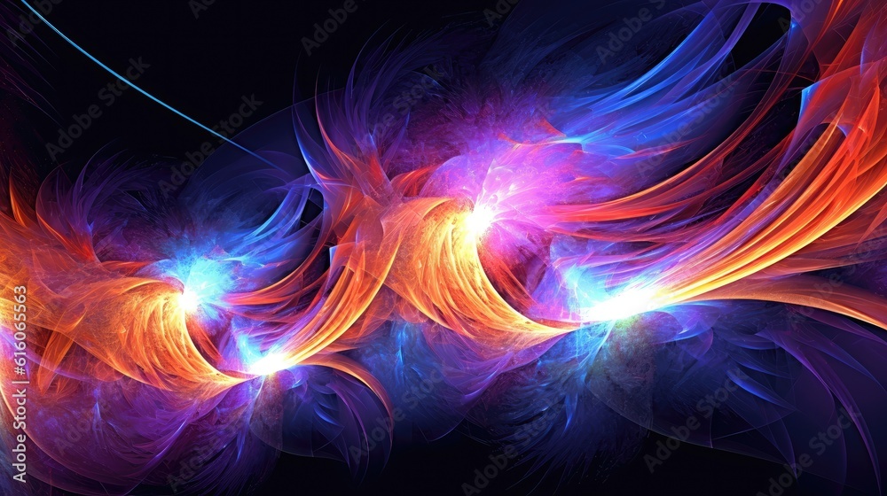 Abstract neon fractal wallpaper with space, abstract background