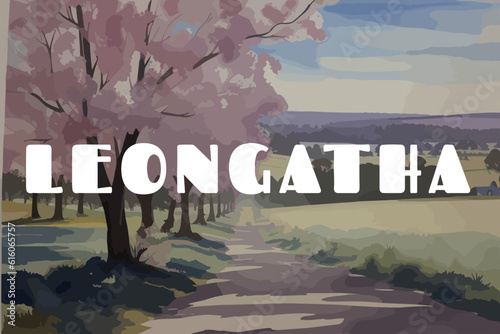 Leongatha: Beautiful painting of an Australian scene with the name Leongatha in Victoria photo