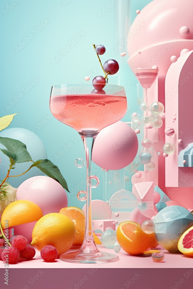 Φωτογραφία Refreshing summer drink in a colorful glass shades of blue and yellow mingle to