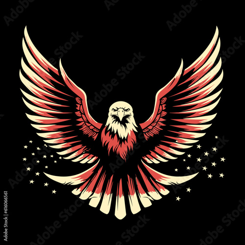 Eagle with American Flag, USA Flag vector, eagle, Patriotic Illustration, 4th of July, Independence Day, isolated on white background.