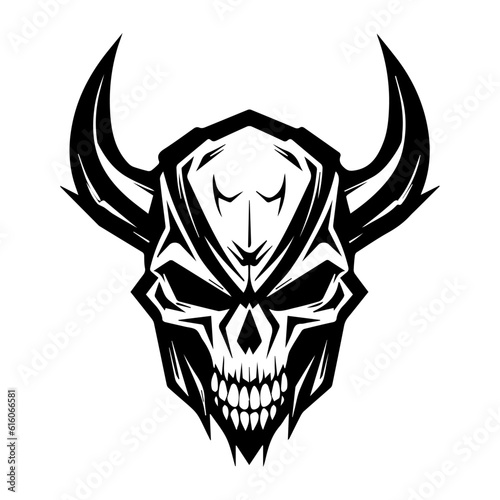 Variation skull, Black and white vector art, isolated on white background, vector illustration.