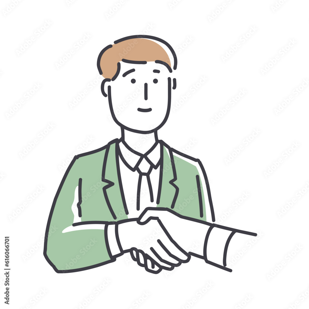 Successful businessmen shaking hands. Simple style outline flat vector illustrations. Office scenes. Workflow concept. Perfect for web and marketing, social media, creative process, app design.
