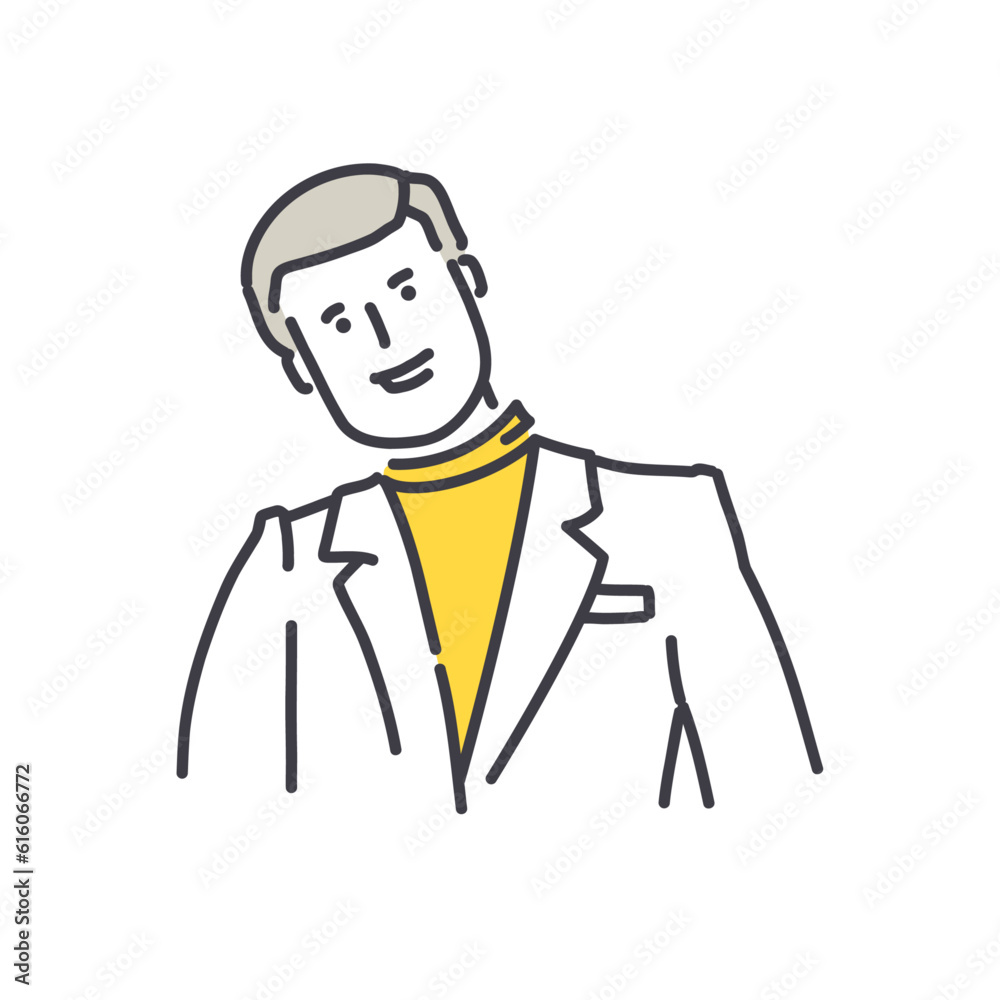Successful man employee at job interview. Simple style outline flat vector illustrations. Office scenes. Workflow concept. Perfect for web and marketing, social media, creative process, app design.