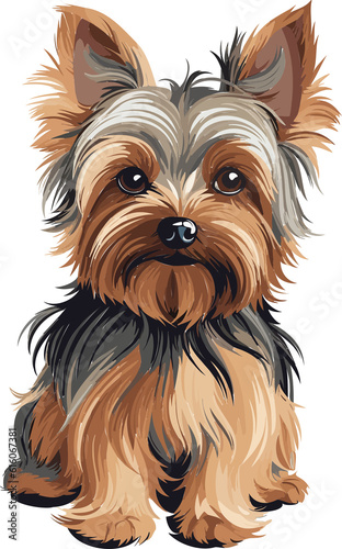 Yorkshire Terrier Charm Adorable Dog Vector Illustration