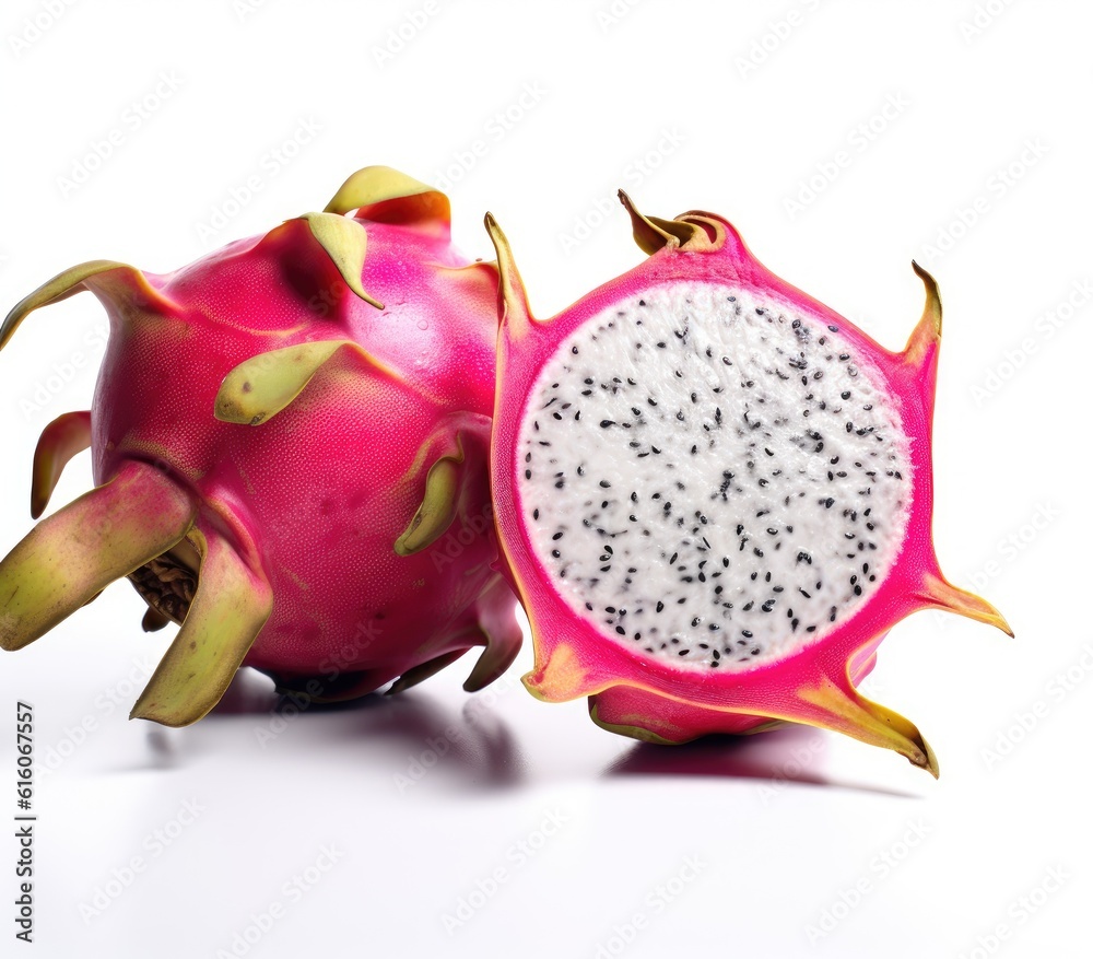 Obraz premium Dragon fruit isolated on white background created with Generative AI technology
